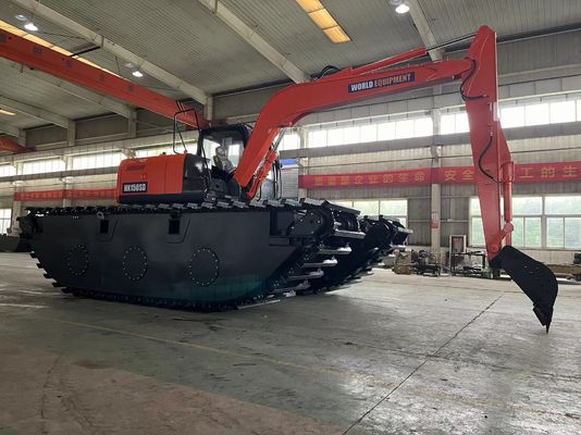 世界 陸上両生掘削機 HK150SD 0.25 から 0.5 M3 の川浄化機 長距離ブーム